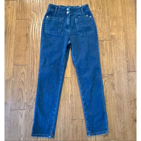 Anthropologie Maeve high rise patch pocket slim straight jeans 27 - Picture 3 of 11